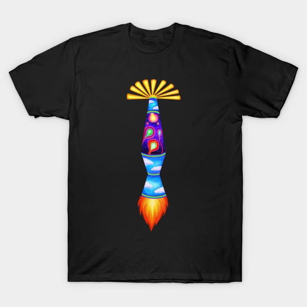 Lava Lamp Space Rocket T-Shirt by Art by Deborah Camp